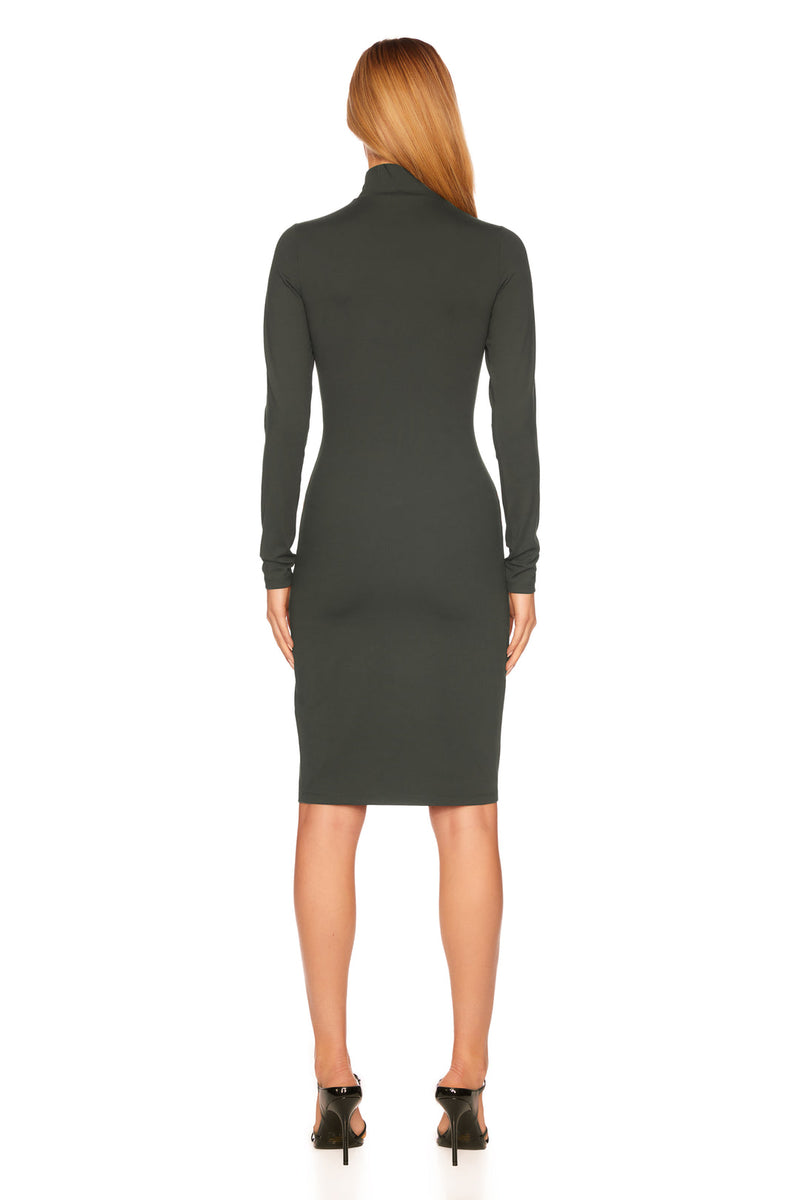 Dark Slate Gray Mock Midi Slit Dress Mini Dress