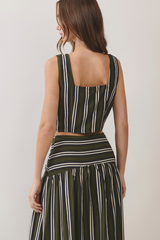 Light Gray Stripe A Pose Cropped Top Crop Top