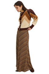 White Smoke Fuzzy Chevron Sweater in Brown Multi Sweater