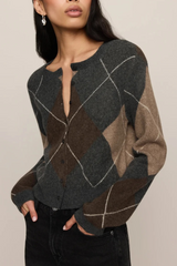 Dark Slate Gray Medina Argyle Cardigan Cardigan