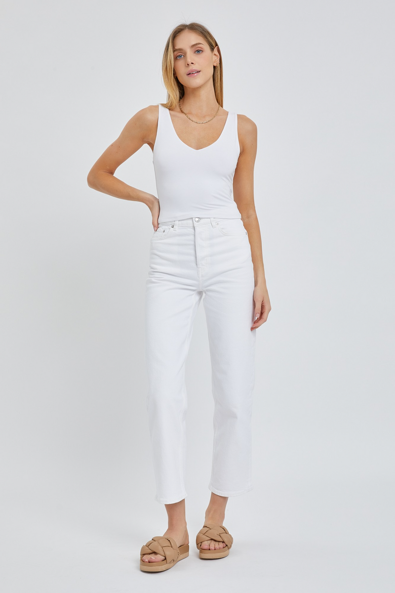 Light Gray The Basic V-Neck Cropped Tank Tank