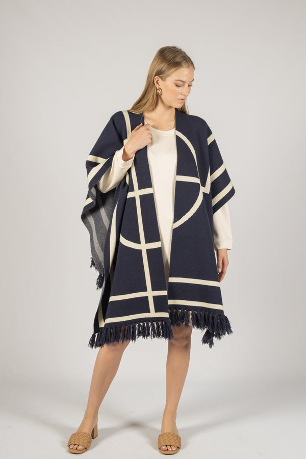 Light Gray Fringed Shawl Top