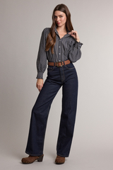 Light Gray Timeless Plaid Ruffle Blouse Blouse