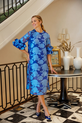 Gray Browyn Dress Blue Tea Rose Organza Midi Dress