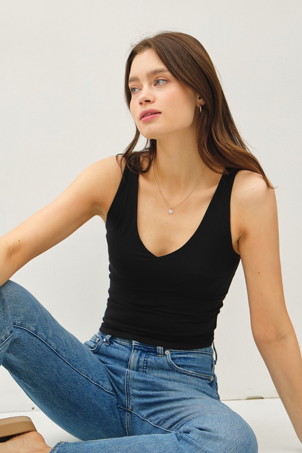 Dark Slate Gray Basic V-Neck Tank Tank