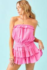 Light Gray Gauze Flounce Romper Romper