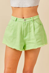 Pale Goldenrod Flowy Denim Shorts Shorts