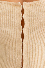 Tan Open Front Spaghetti Sweater Top top
