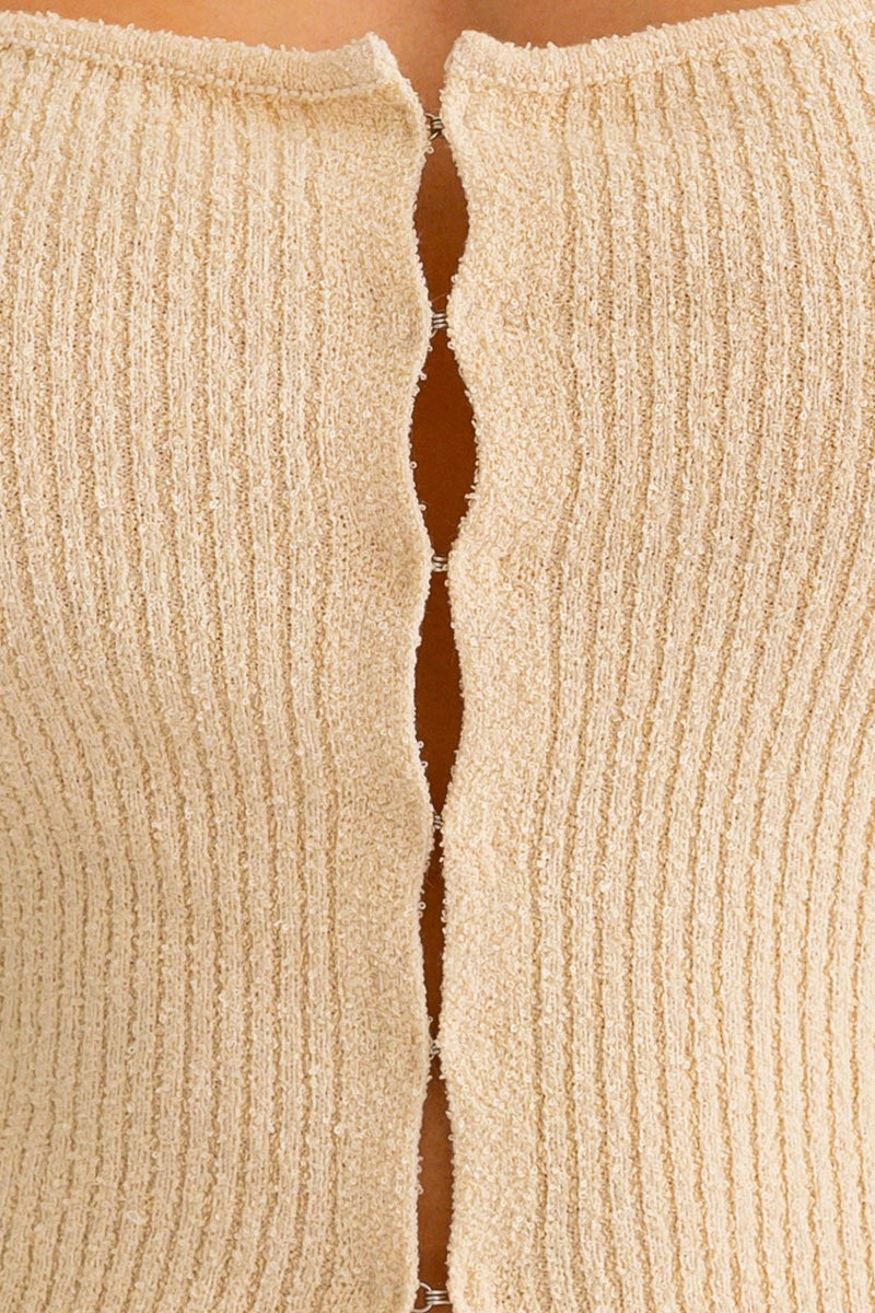 Tan Open Front Spaghetti Sweater Top top