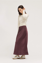 Lavender Dot Satin Maxi Skirt Maxi Skirt