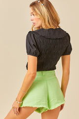 Wheat Karli Smocked Crop Top Top