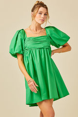 Sea Green Emily Puff Sleeve Dress Mini Dress