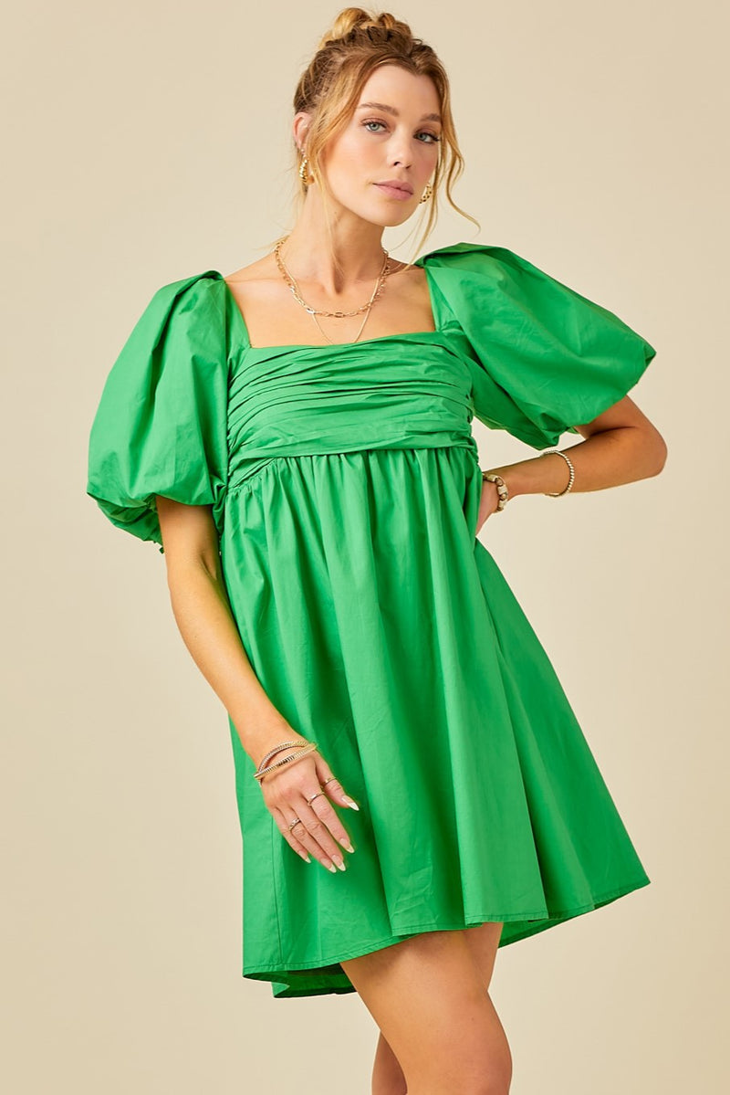 Sea Green Emily Puff Sleeve Dress Mini Dress