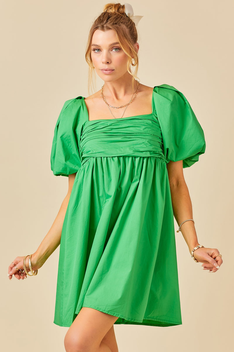 Sea Green Emily Puff Sleeve Dress Mini Dress