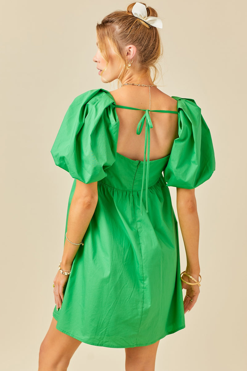 Sea Green Emily Puff Sleeve Dress Mini Dress