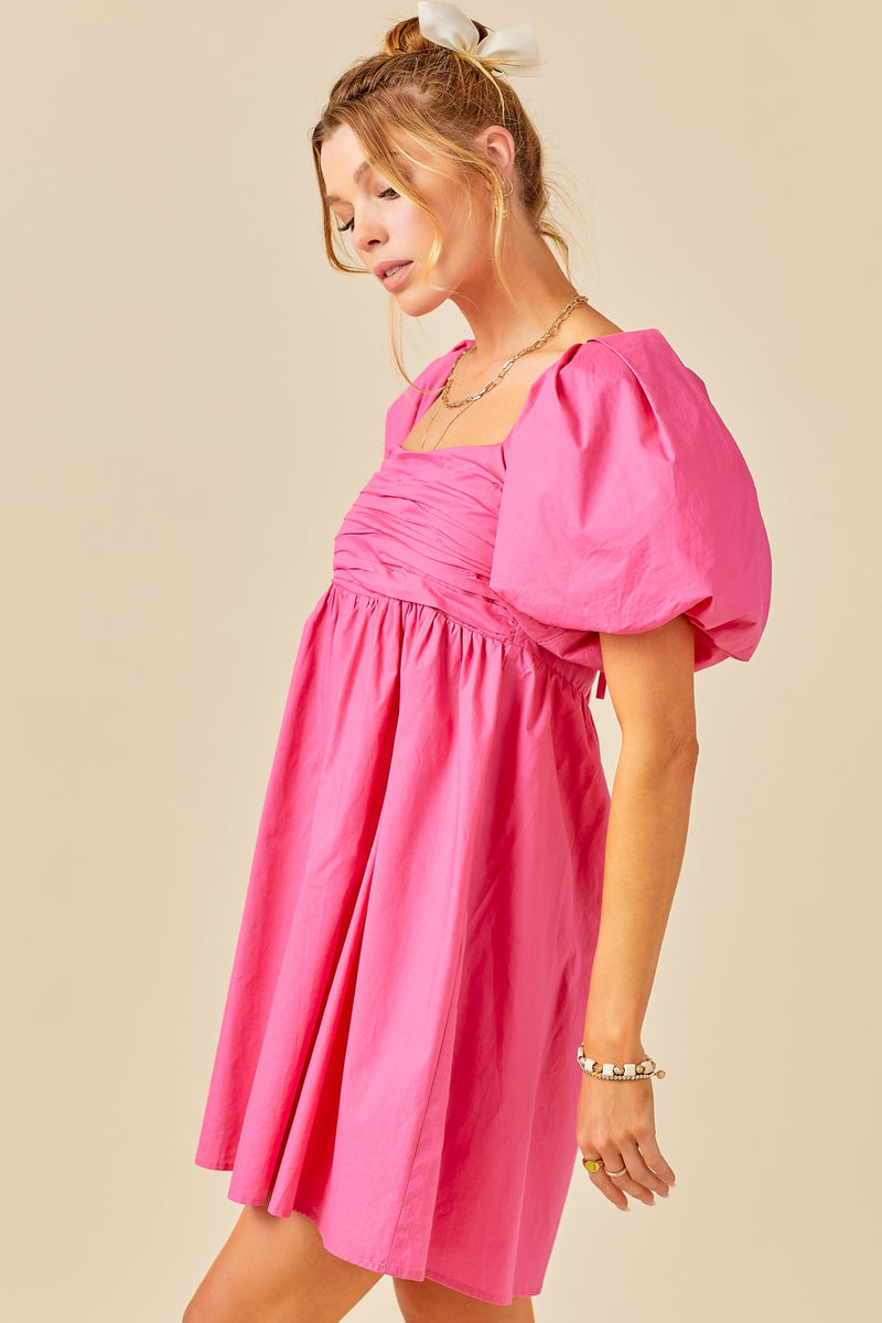 Wheat Emily Puff Sleeve Dress Mini Dress