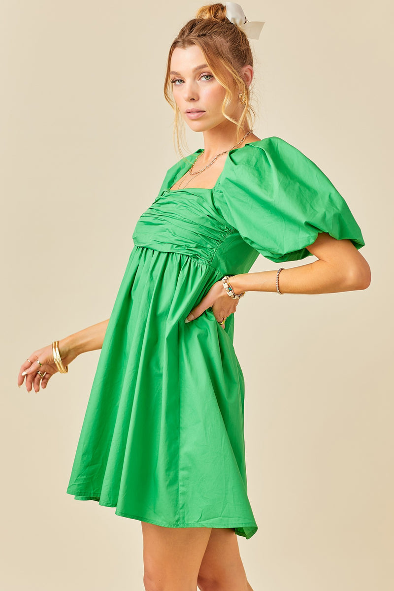 Wheat Emily Puff Sleeve Dress Mini Dress