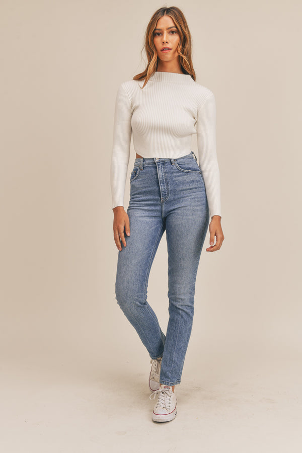 Gray Audrey Mock Neck Top