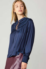 Dark Slate Gray Lauren Smocked Top Blouse