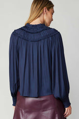 Light Gray Lauren Smocked Top Blouse