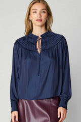 Dark Slate Gray Lauren Smocked Top Blouse