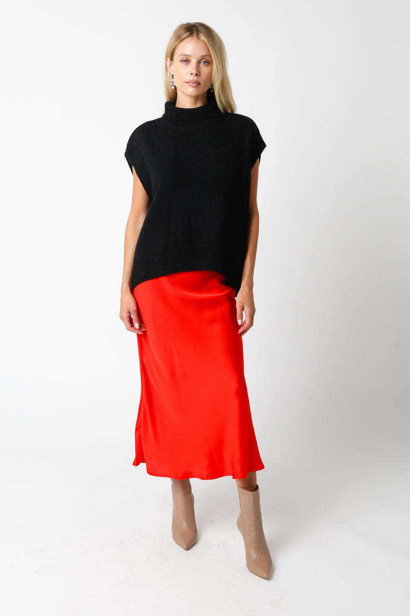 Lavender Darlene Satin Midi Skirt Midi Skirt