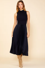 Black Carmen Pleated Midi Dress Midi Dress