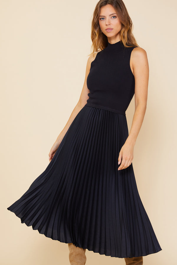 Wheat Carmen Pleated Midi Dress Midi Dress
