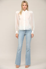 Light Gray Frilled Blouse Top