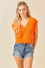 Wheat Checkered Sweater Vest Top