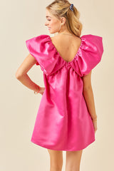 Wheat Dramatic Shoulder Mini Dress Mini Dress