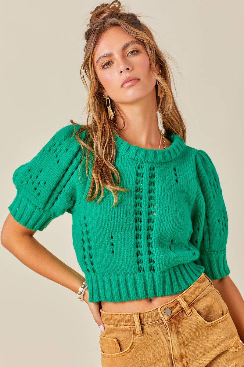 Sea Green Layla Cropped Sweater Top