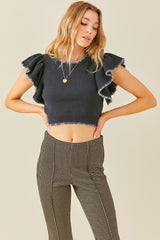 Light Gray Charlie Crop Top Top