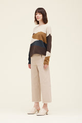 Antique White Wild and Free Color Block Sweater Top Sweater