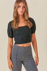 Dark Slate Gray Jamie Sweater Crop Top Top