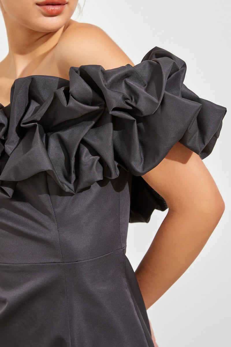 Light Gray Auburn Ruffle Tube Dress Dress
