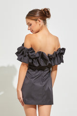 Dark Slate Gray Auburn Ruffle Tube Dress Dress