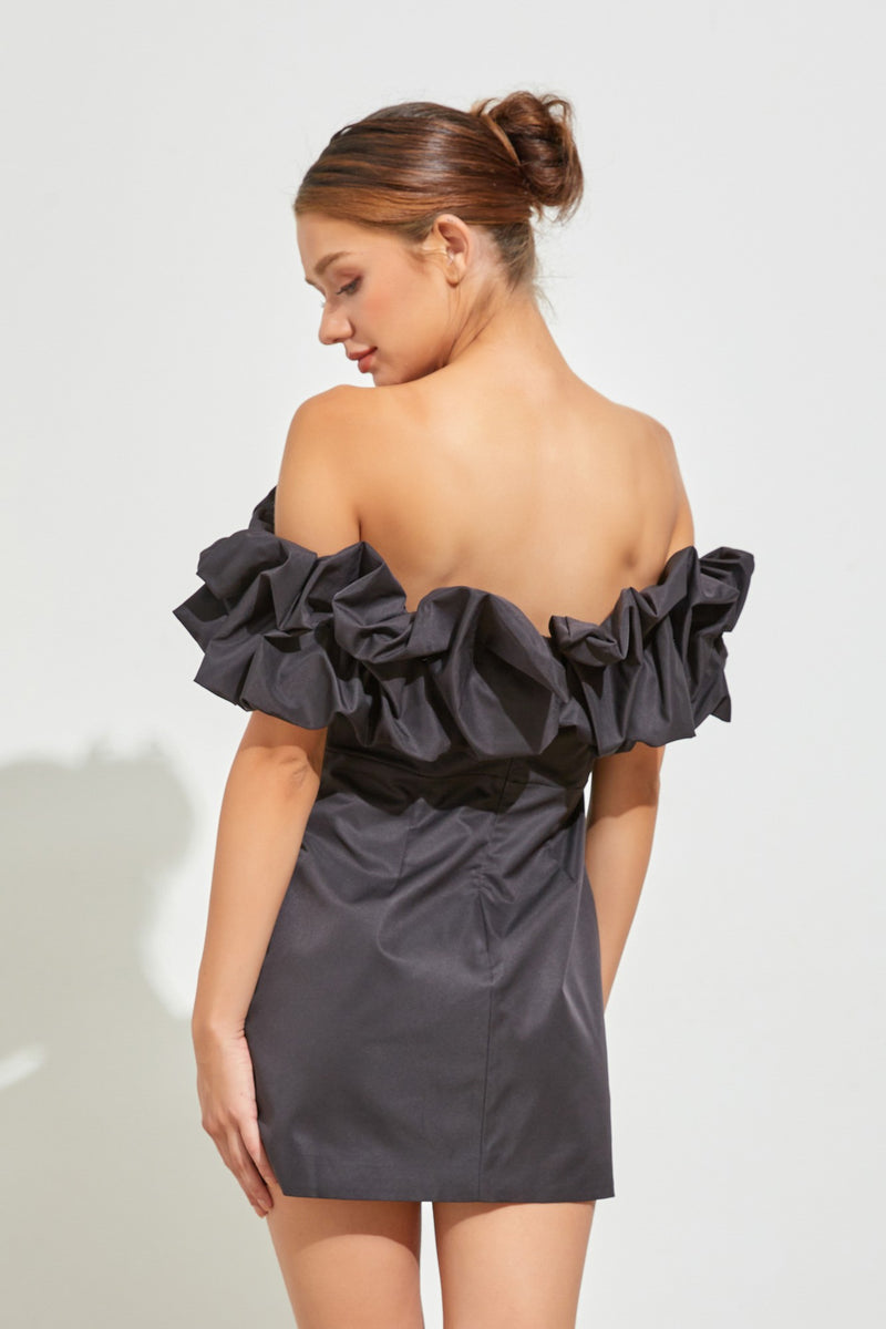 Dark Slate Gray Auburn Ruffle Tube Dress Dress