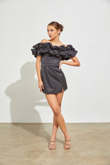 Light Gray Auburn Ruffle Tube Dress Dress