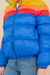 Royal Blue Stripes Puffer Jacket Jacket