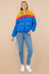 Tan Stripes Puffer Jacket Jacket