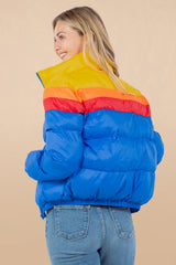 Steel Blue Stripes Puffer Jacket Jacket