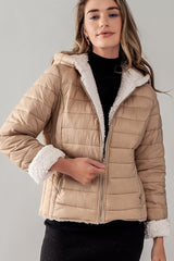 Gray Alaska Sherpa Fleece Lined Puffer Jacket Puffer Jacket