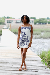 Light Gray Coast Stars Off-White Mini Dress Mini Dress