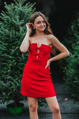 Maroon Chiara Strapless Mini Mini Dress