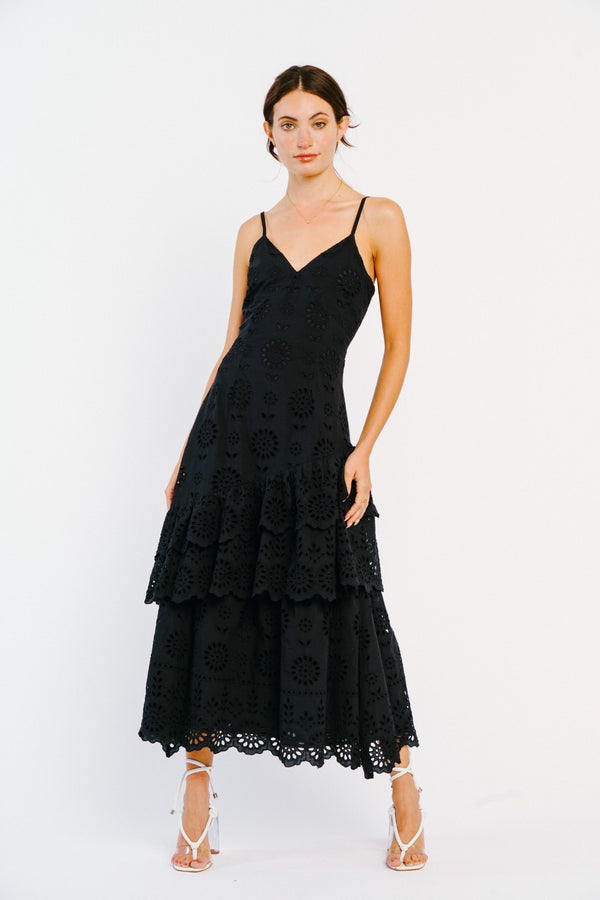 Black Gudrun Tiered Maxi Dress Maxi Dress