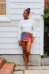 Light Gray Low Rise US Flag Skirt Mini Skirt
