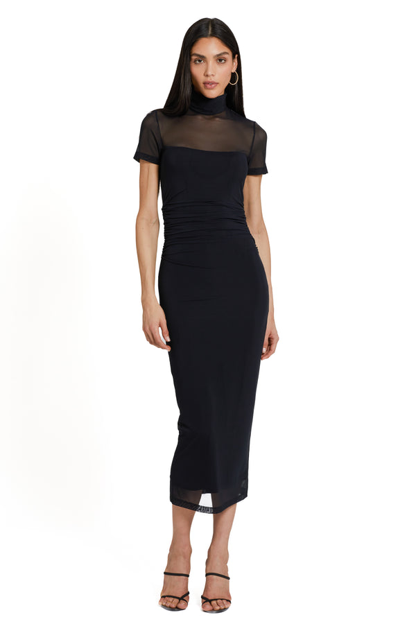 Black Dominique Mesh Midi Dress Midi Dress