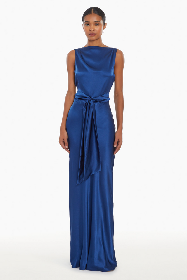 Midnight Blue Rosemary Silk Maxi maxi dress