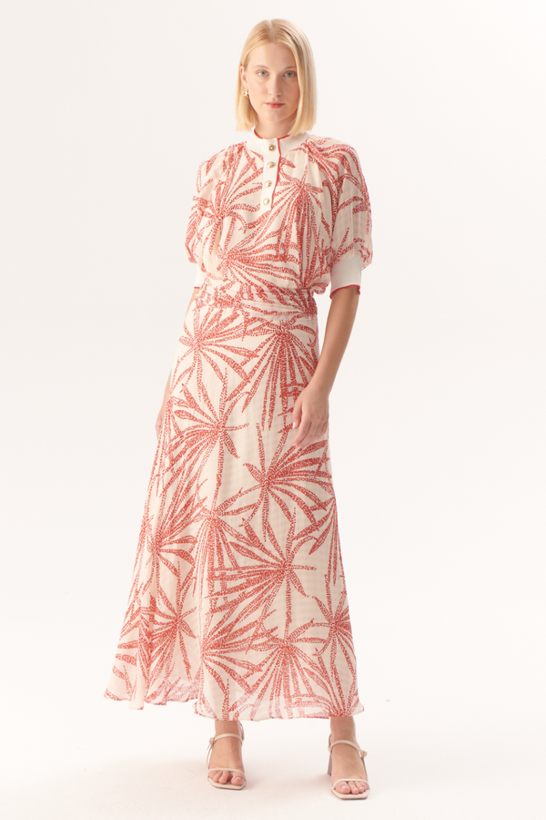 Seashell Lilith Skirt in Red/Bone Maxi Skirt